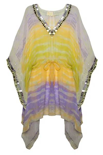 Malibutique Indian Princess Cover Up In Lime And Purple Ombre In Green