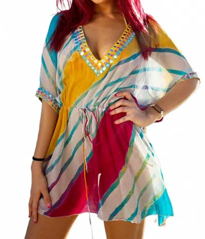 Malibutique Indian Princess V-neck Coverups In Color Rays In Pink