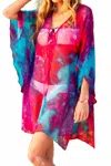 Malibutique Jaipur Bikini Cover Up In Magenta Blue In Pink