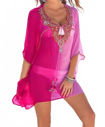 Malibutique Mid-thigh Caftan Cover-up In Pink Ombre