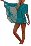 Malibutique Saree Cover Up In Turquoise In Blue