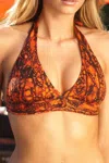 Malibutique Snake Bikini Halter Top In Orange In Brown