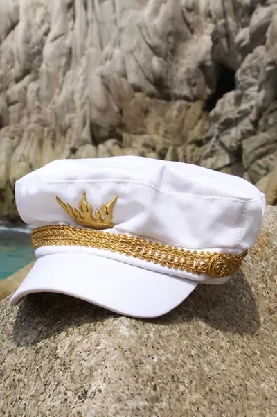 Malibutique Women's Captain Nautical Cap In White