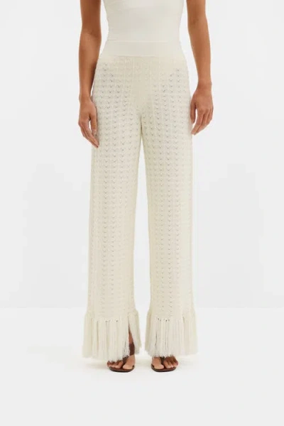 Malina Alycia Knitted Fringe Pants Vit In White