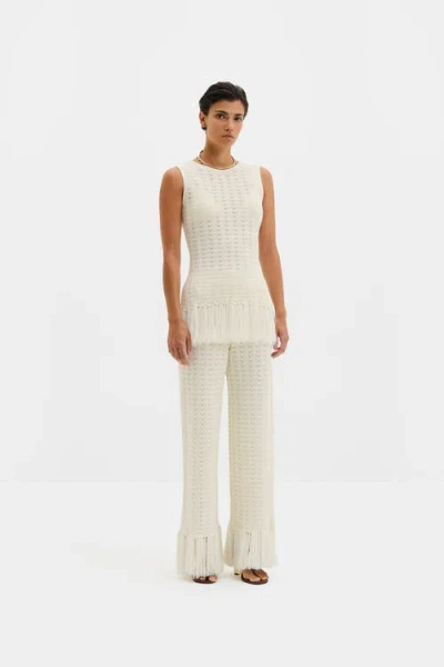 Malina Amal Knitted Fringe Top Vit In White