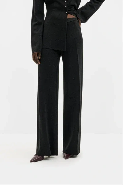 Malina Ammie Metallic Milano Knitted Trousers In Black