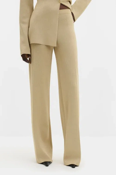 Malina Ammie Metallic Milano Knitted Trousers In Brown
