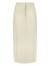 Malina Asta Back-slit Midi Skirt In Neutral