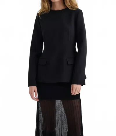 Malina Athina Tailored Long Sleeve Blouse In Black