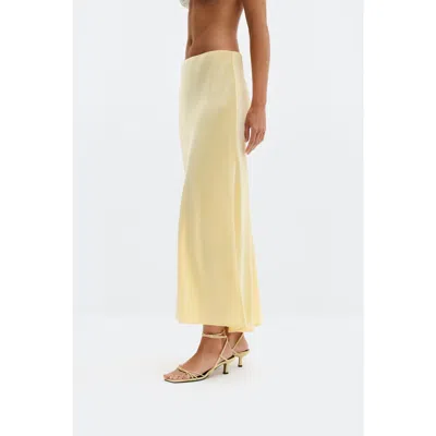 Malina Aubree Satin Midi Skirt In Yellow