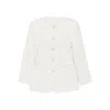 Malina Womens Sand Carol Round-neck Linen Blazer In White
