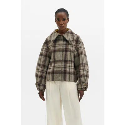 Malina Callie Barrel Sleeve Jacket In Steel Checks