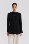 Malina Carol Fitted Round Neck Blazer In Black