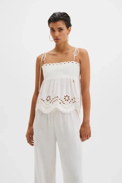 Malina Carrie Broderie Anglaise Top In White