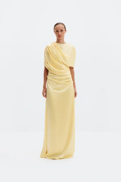 Malina Cassia Draped Fitted Maxi Dress In Yellow