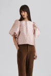 Malina Cleo Pouf Balloon Sleeve Blouse In Pink