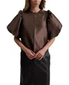 Malina Blus Cleo Pouf Sleeve Chocolate In Brown