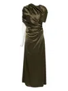 Malina Draped Maxi Dress In Green