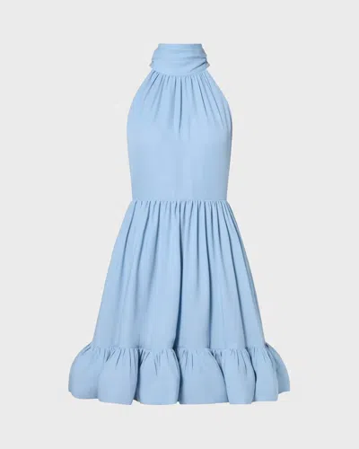 Malina Dress Fern Halterneck Ruffled Mini In Blue