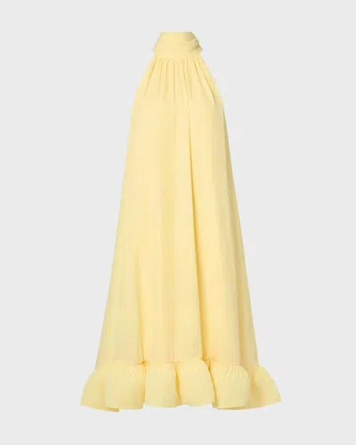 Malina Klänning Sabrina Halterneck Ruffled Midi In Yellow