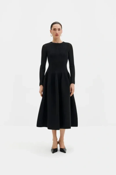Malina Elona Voluminous Knitted Midi Dress In Multi
