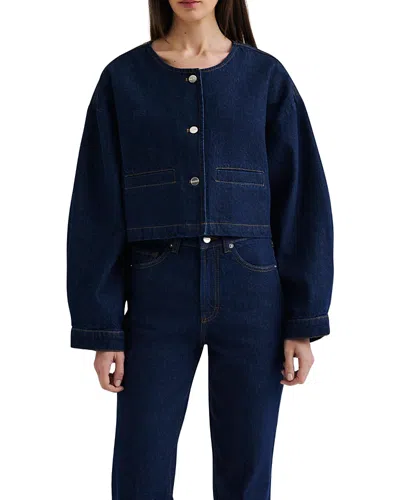 Malina Elowen Cropped Long Sleeve Denim Jacket In Blue