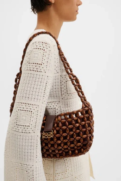 Malina Elvina Wood Pearl Bag In Brown