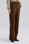 Malina Felise High Rise Wide Leather Trousers In Brown