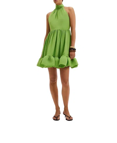 Malina Fern Halterneck Ruffled Mini Dress In Green