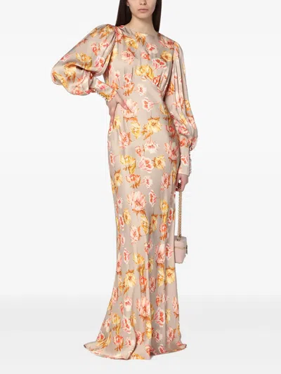 MALINA FLORAL-PRINT EVENING DRESS