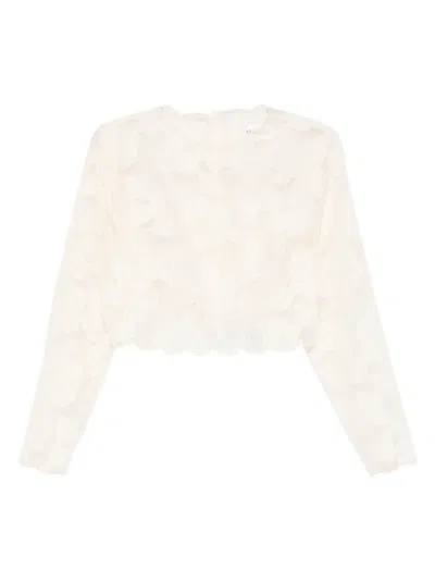 Malina Floral Scalloped Top In Neutral