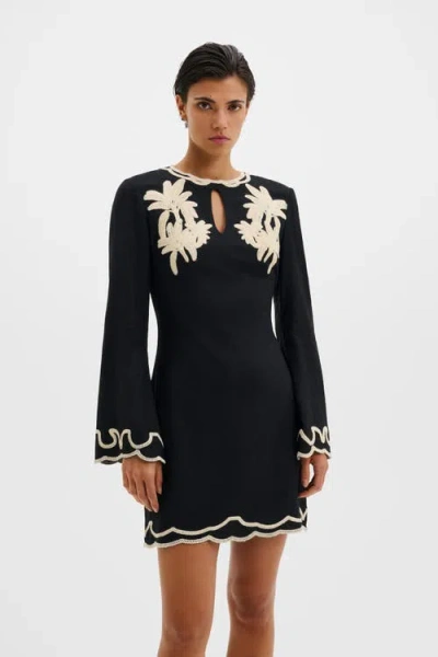 Malina Henny Embroidered Mini Dress In Black
