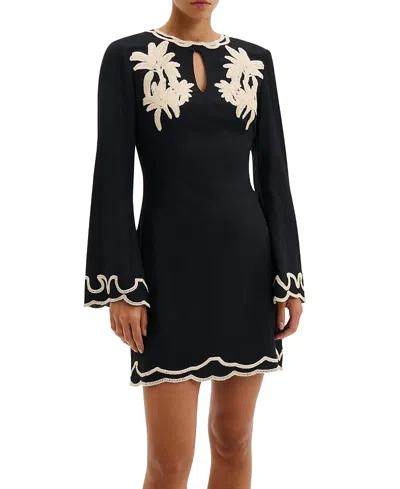 Malina Henny Embroidered Mini Dress In Black