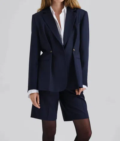 Malina Illiana Wool Blend Blazer In Dark Blue Pinstripe In Multi