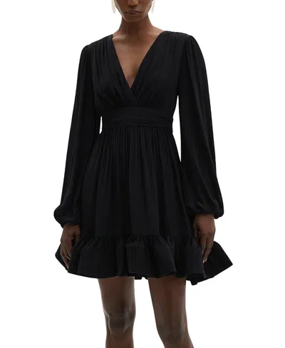 Malina Jadie V-neck Ruffled Mini Dress In Animal Print