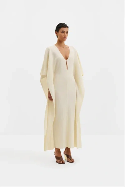 Malina Janna Knitted V-neck Maxi Kaftan In Yellow
