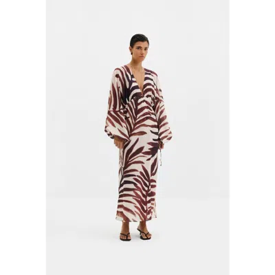 Malina Joseline Sheer Drawstring Maxi Kaftan In Multi