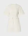 Malina Rayna Boucle Short Sleeve Mini Dress In White