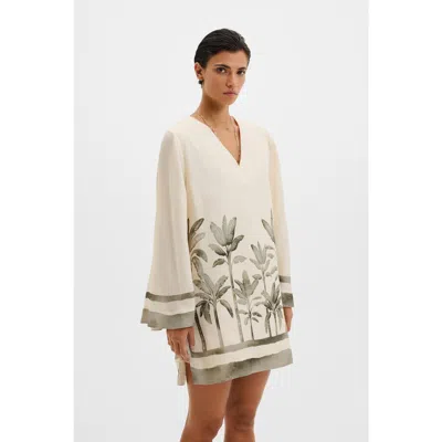 Malina Leonella V-neck Tunic Mini Dress In White