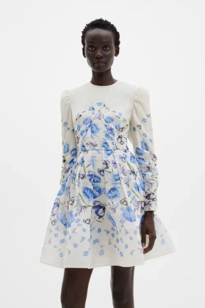 Malina Leoni Silk Blend Mini Dress In White