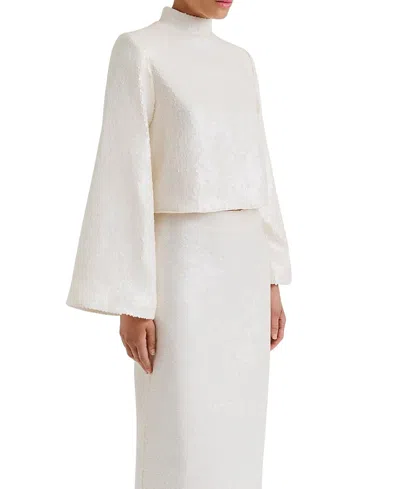 Malina Line Longsleeve Sequin Top In White