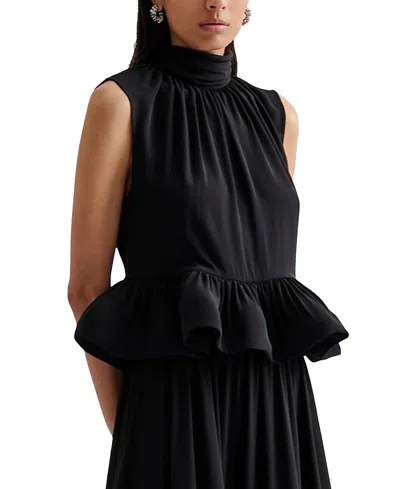 MALINA LUNE HALTERNECK FRILLED HEM BLOUSE TOP