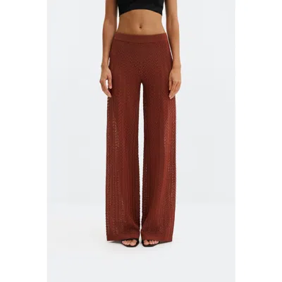 Malina Martina Wide Structure Knitted Pants In Brown