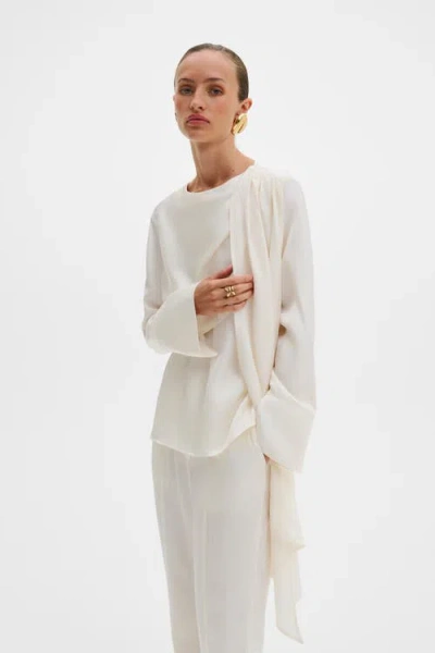 Malina Melandy Draped Cape Blouse In White