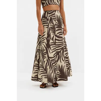 Malina Meline Jacquard Midi Skirt In Brown