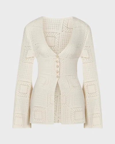 Malina Mirella Fitted Crochet Cardigan Vanilj In Multi