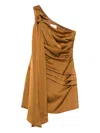 Malina Nelly One-shoulder Draped Mini Dress In Brown