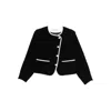Malina Buttoned Cropped Jacket In Black