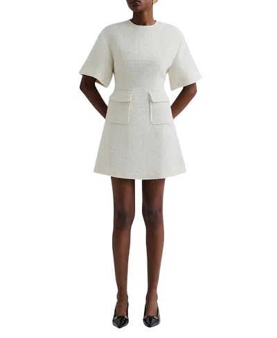 Malina Rayna Boucle Short Sleeve Mini Dress In White