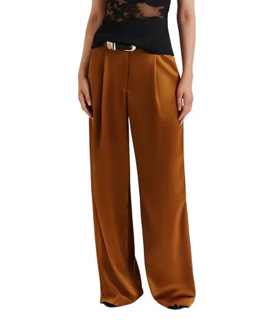 Malina Sarah Elastic Waist Satin Pants In Orange